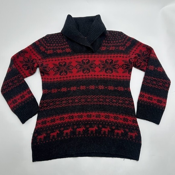 Krimson Klover Other - Krimson Klover Sweater Girls L Large 100% Merino Wool Red‎ Black Moose Snowflake